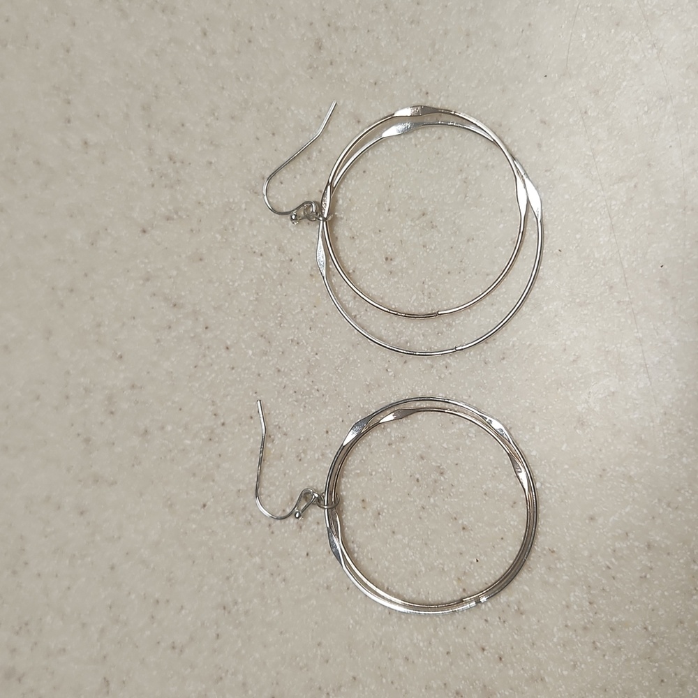 Silver/Gold Double Hoop Earrings, GUC